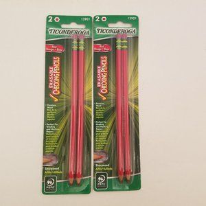 Dixon Ticonderoga Erasable Checking RED Pencils Pre-Sharpened | 2 x 2pk
